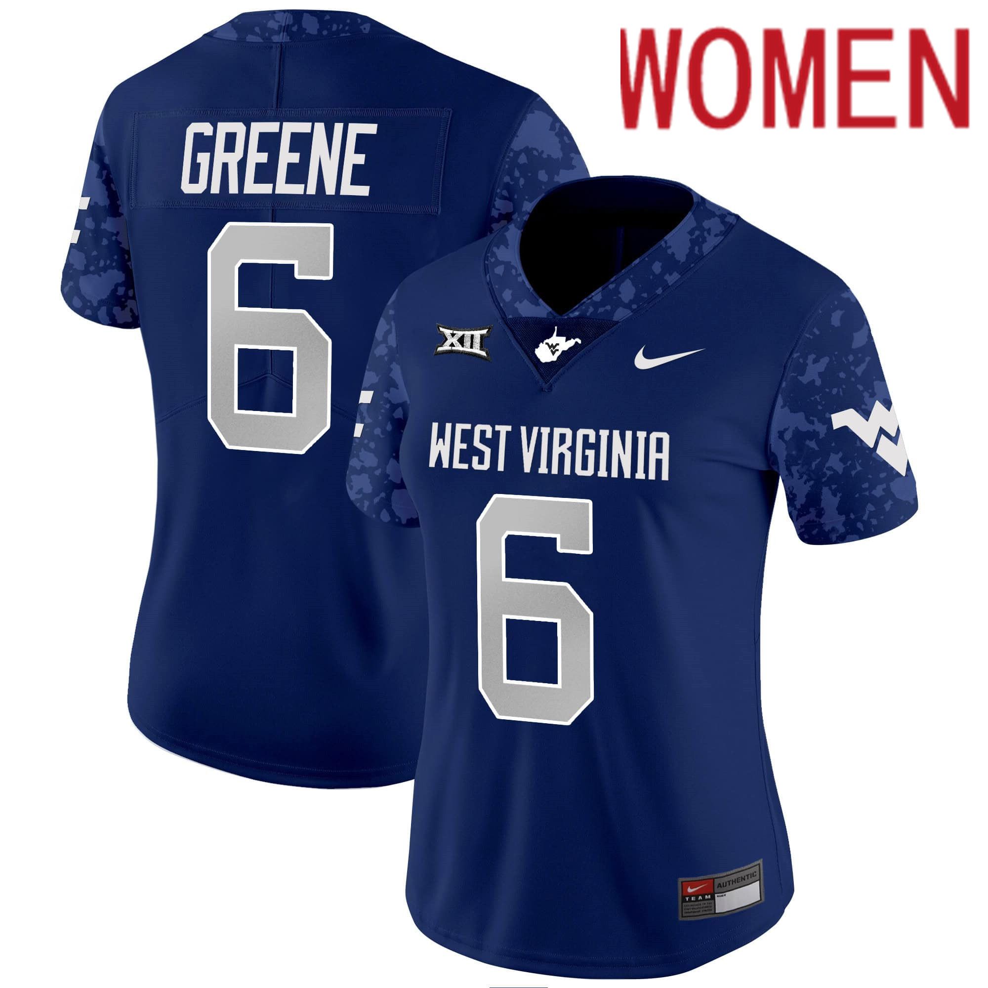 Women West Virginia Mountaineers #6 Greene Blue 2024 Nike Vapor Limited NCAA Jersey->women nfl jersey->Women Jersey